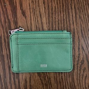 HOBO green leather card holder